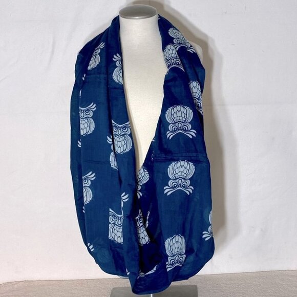 5/$25 Navy Blue Owl Infinity Scarf - Picture 1 of 5